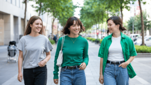 Tres amigas caminando con confianza tras realizar un test de ETS en Valladolid